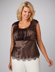 Beaded Mesh Overlay Blouse