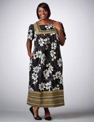 Border Print Floral Dress