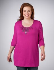 Jeweled Scoopneck Tee