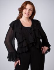 Multi Ruffle Chiffon Jacket