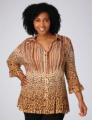 Mixed Print Broomstick Blouse