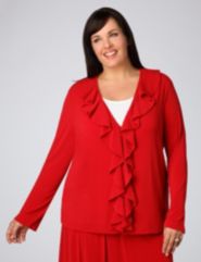 Russell Kemp Ruffle Crepe Knit Blouse