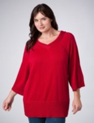 Cable Trim V-neck Sweater