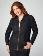 Denim Jacket With Leather Trim