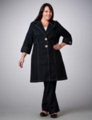 Stretch Denim Trench Coat