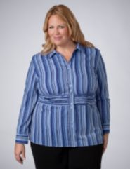 Silky Tonal Stripe Blouse