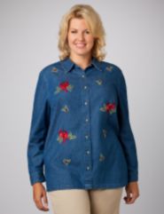 Embroidered Denim Shirt
