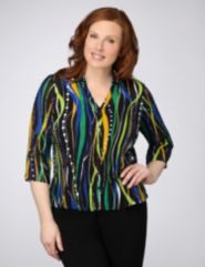 Pleated Print Blouse