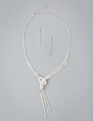 Rhinestone Lariat Necklace and Earrings Set
