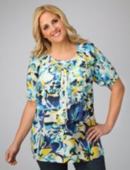 Abstract Floral Peasant Top