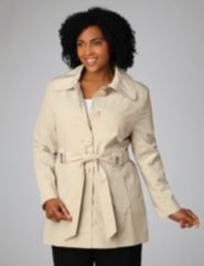 Grommet Trim Belted Trench