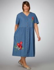 Embroidered Denim Dress