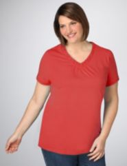 Shirred V-neck Tee
