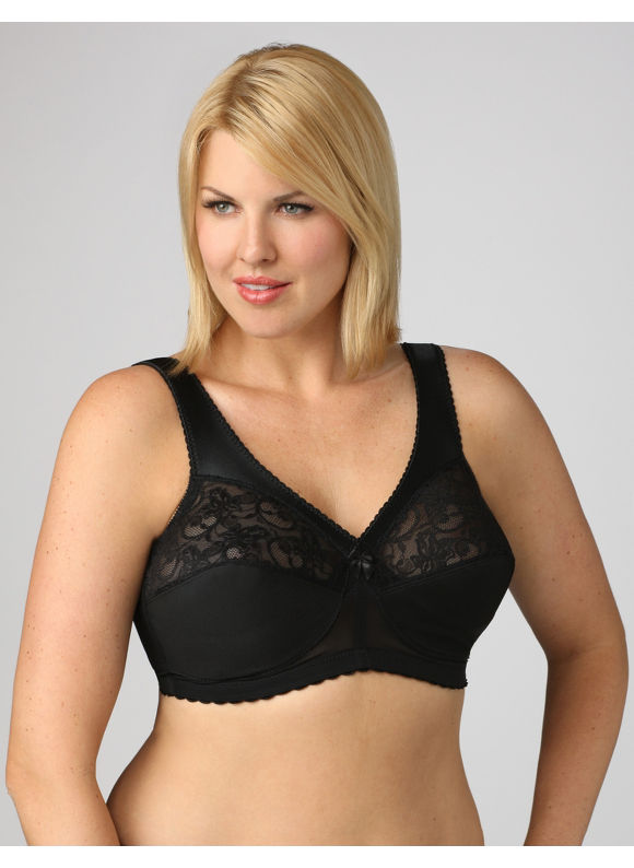 Catherines Womens Plus SizeBlack Glamorise 1000 Magic Lift full support bra 