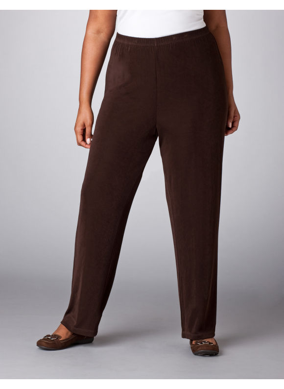 Pasazz.net Favorite - Catherines Women's Plus Size/Brown Slinky Knit Pants - Size 1X
