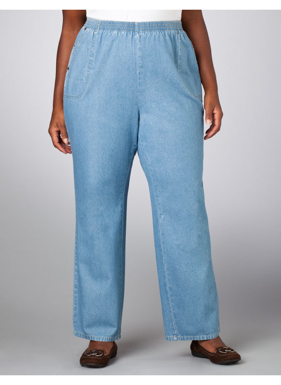 Women's Plus Size/Stonewash Pull-On Jean With Pockets