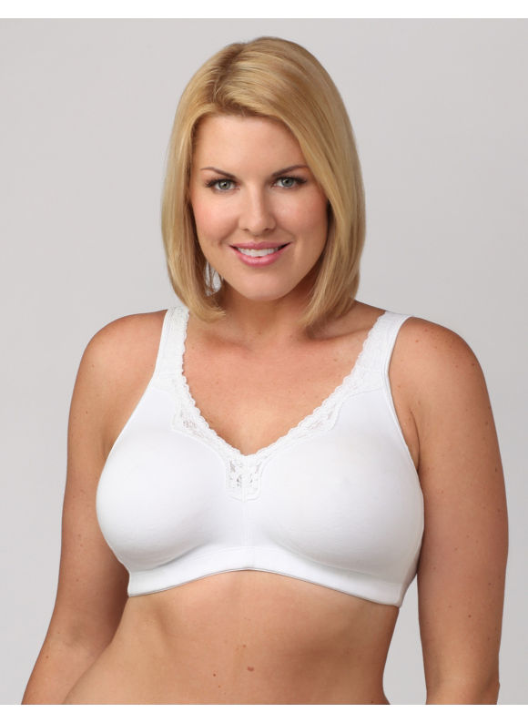 Catherines Women's Plus Size/White Serenada lace trim wire-free bra - Size 48C