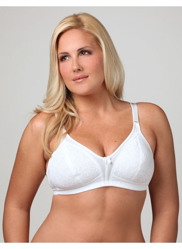 Pasazz.net Favorite - Women's Plus Size/White Glamorise 1010 Lace Soft-Cup Bra -