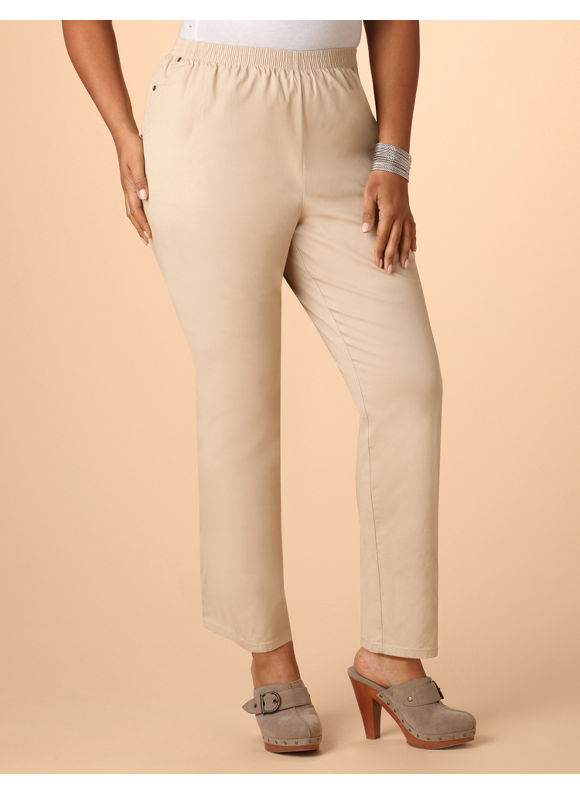 Pasazz.net Favorite - Catherines Women's Plus Size/Khaki Pull-on Twill Pants - Size 00X