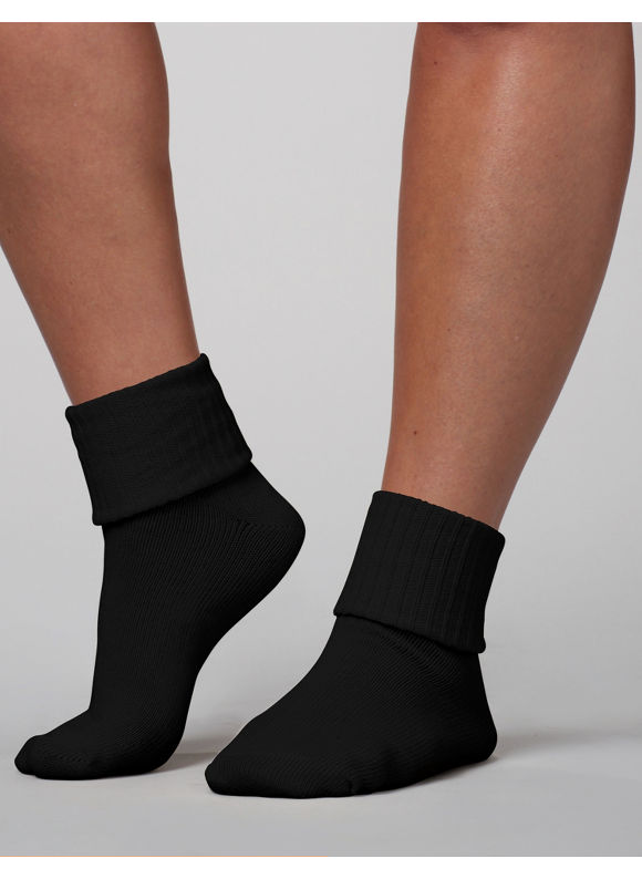 Catherines Women's Plus Size/Black Triple Roll Socks - Size One Size