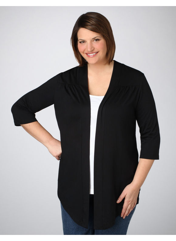 Catherines Women's Plus Size/Black Cascade Cardigan 