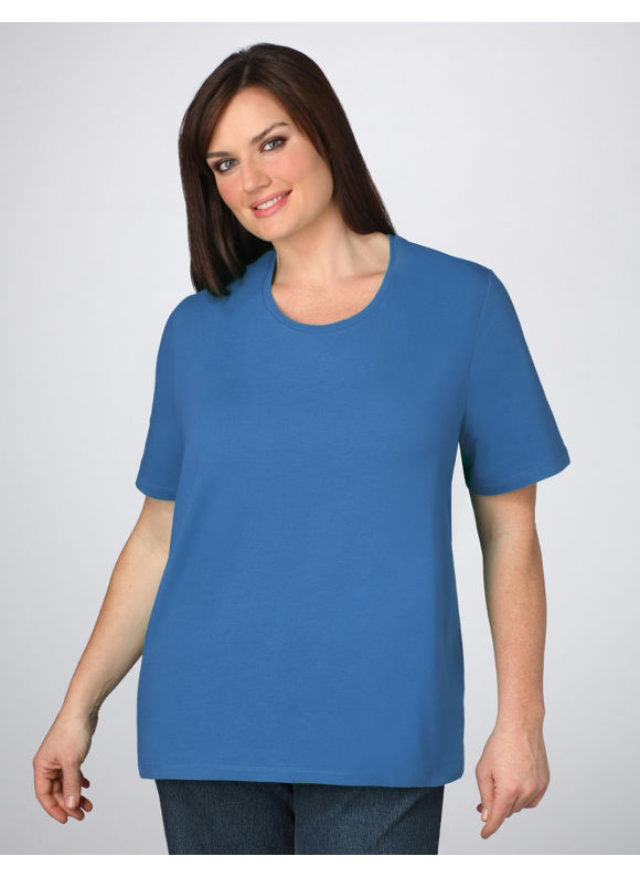 Catherines Women's Plus Size/Bottle Blue Crewneck Tee