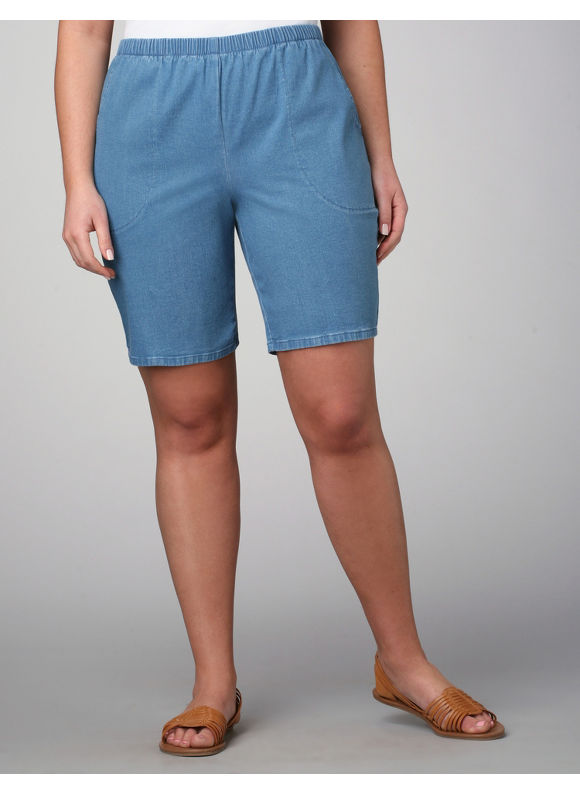 Catherines Women's Plus Size/Medium Stonewash Pull-On Shorts 