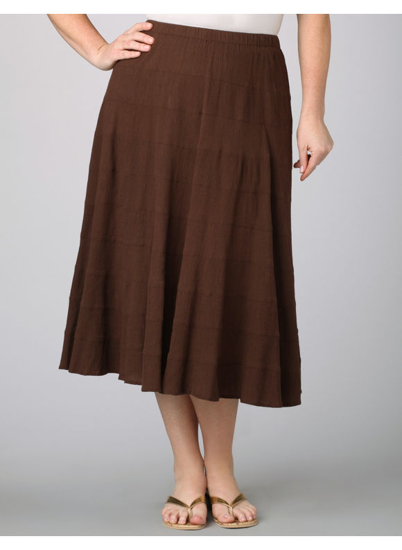 Catherines Women's Plus Size/Dark Chocolate Tiers Of Joy Gauze Skirt 