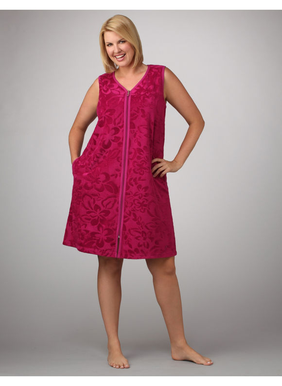 Catherines Women's Plus Size/Pink Sapphire Sleeveless Terry Robe 