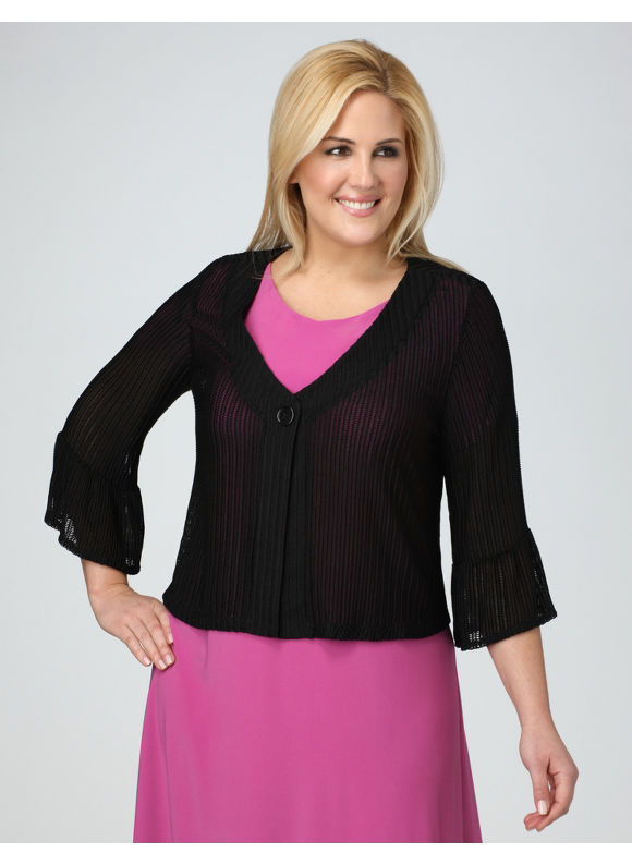 Women's Plus Size/Black Luxe Ribbed Shrug