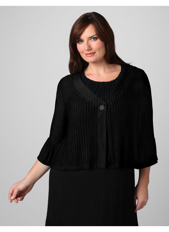 Catherines Womens Plus SizeBlack Luxe Ribbed Shrug  Size 0X