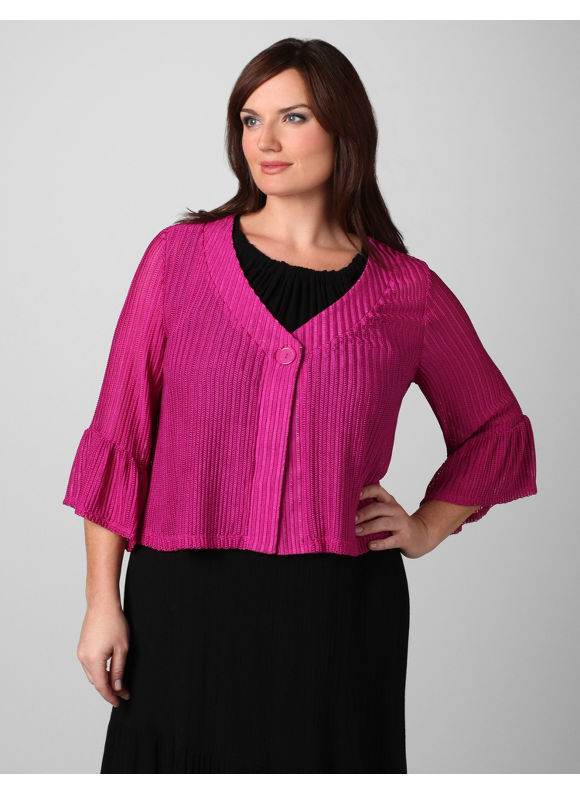 Catherines Womens Plus SizeFuschia Luxe Ribbed Shrug  Size 0X