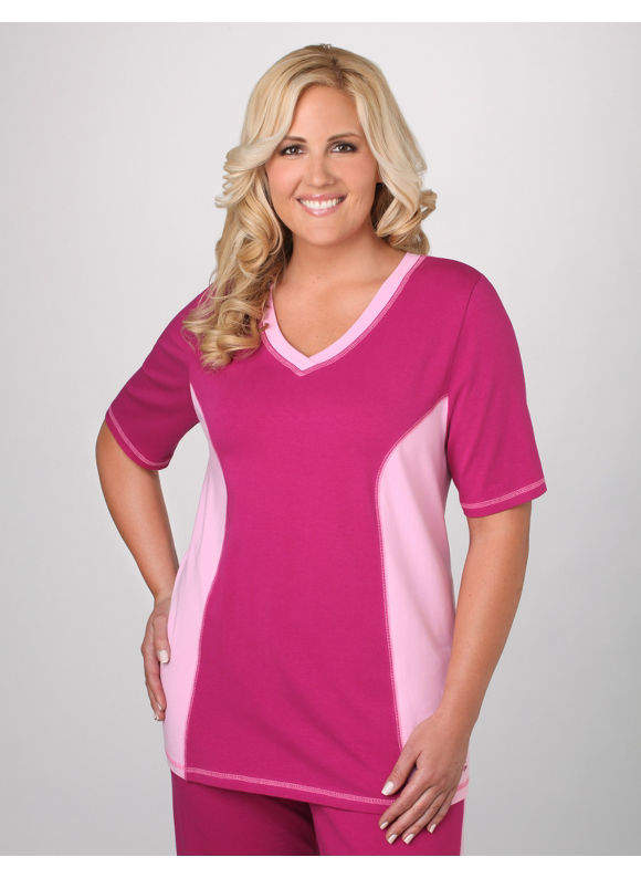Women's Plus Size/Pink Sapphire Colorblock Active Tee