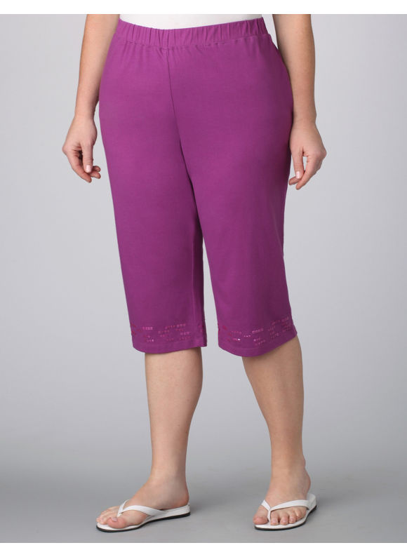 Women's Plus Size/Plumberry It's Raining Sequins Capris