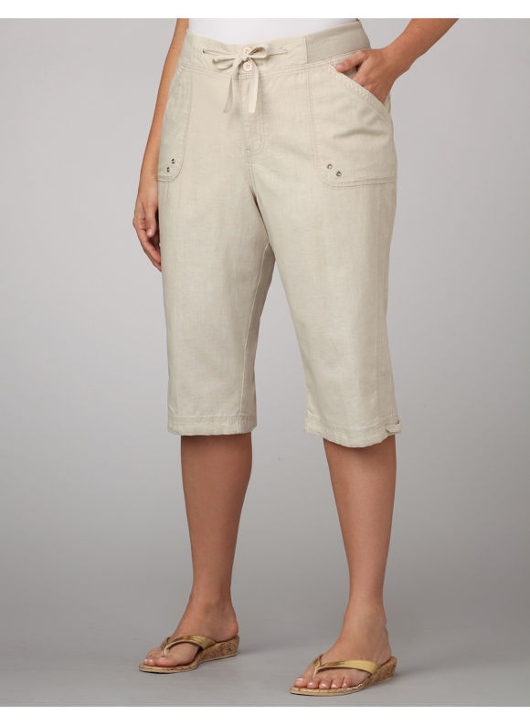 Catherines Women's Plus Size/Sandstone As Good As It Gets Capris 