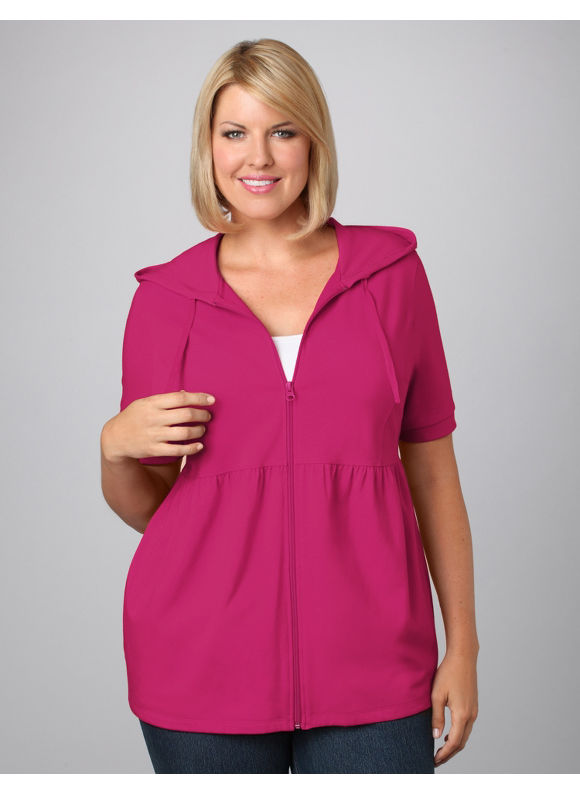 Women's Plus Size/Pink Sapphire Babydoll Hoodie