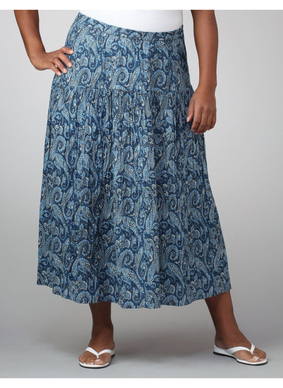 Catherines Women's Plus Size/Navy Paisley Skirt 