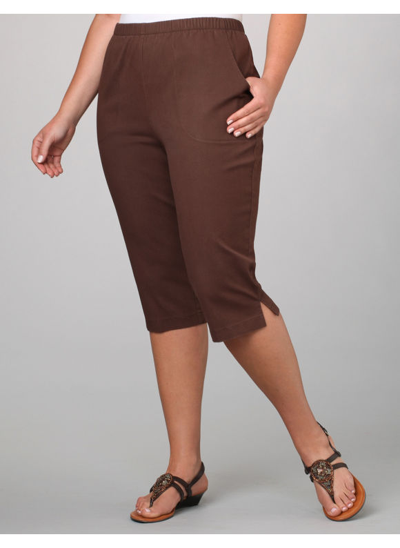 Catherines Women's Plus Size/Potting Soil Everyday Twill Capris
