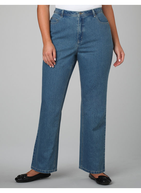 Catherines Women's Plus Size/Medium Stonewash Secret Slimmer 5-Pocket Bootcut