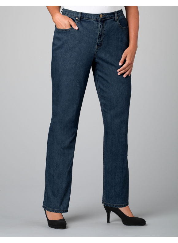 Catherines Womens Plus SizeDark Stonewash Right Fit Straight Jeans