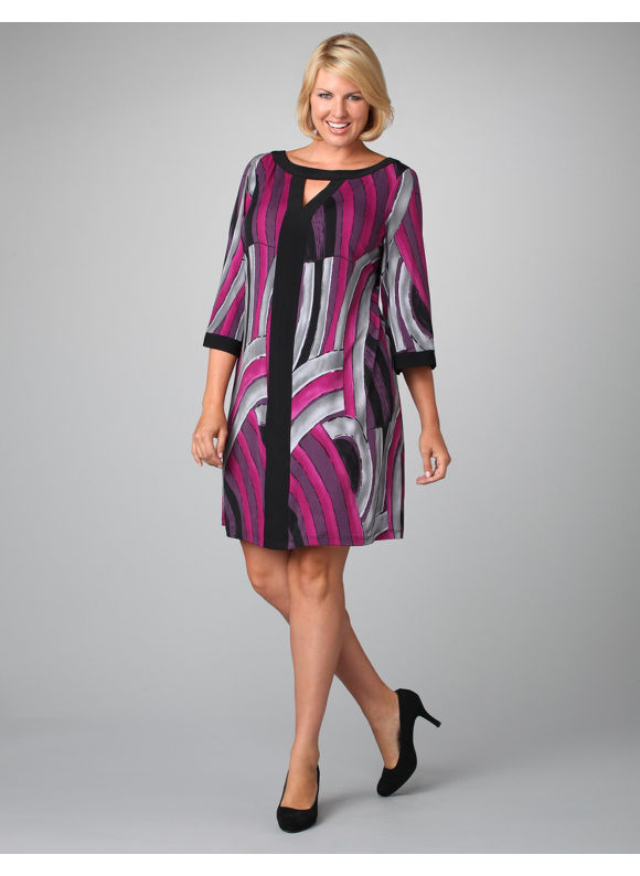Catherines Women's Plus Size/Berry Multi Pop Art Dress - Size 3X