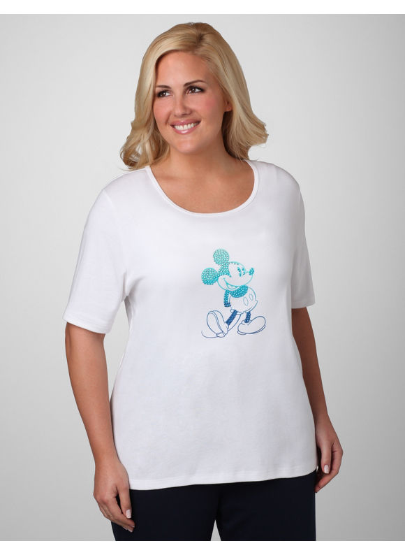 Catherines Womens Plus SizeWhite Disney Mickey Mouse Studded Tee  Size 0X