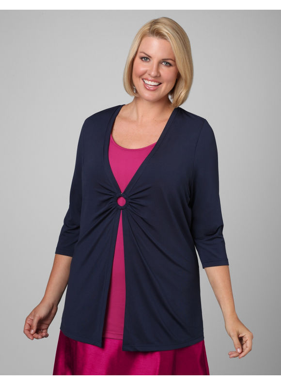 Catherines Women's Plus Size/Black Iris Russell Kemp Peek of Color Layered-Look