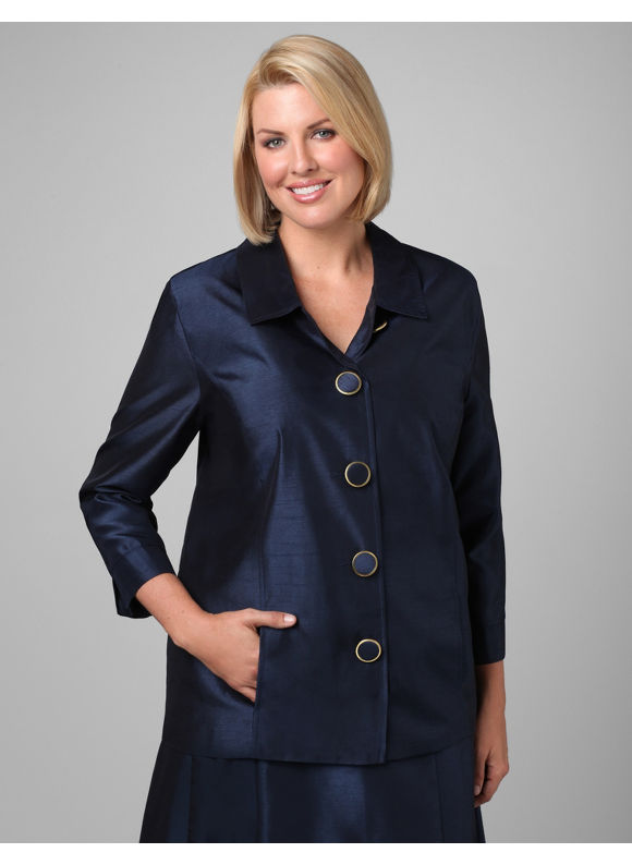 Catherines Womens Plus SizeBlack Iris Russell Kemp Signature Shantung Jacket 