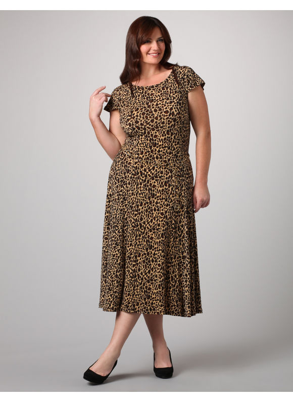 Catherines Womens Plus SizeAnimal Print Wild Side Knit Dress  Size 1X2X00X