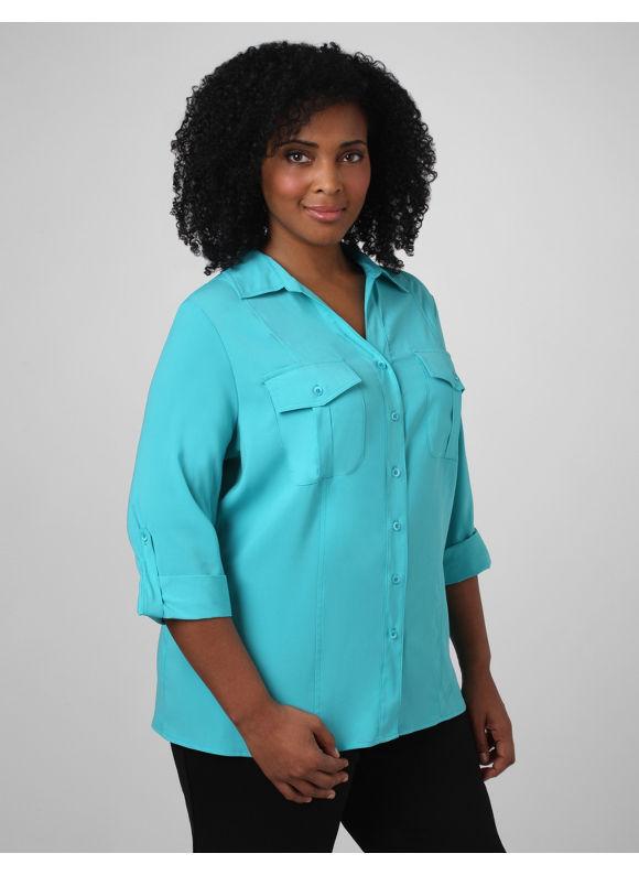 Catherines Womens Plus SizeBanana Cream Newport Shirt  Size 1X2X00X3X0X