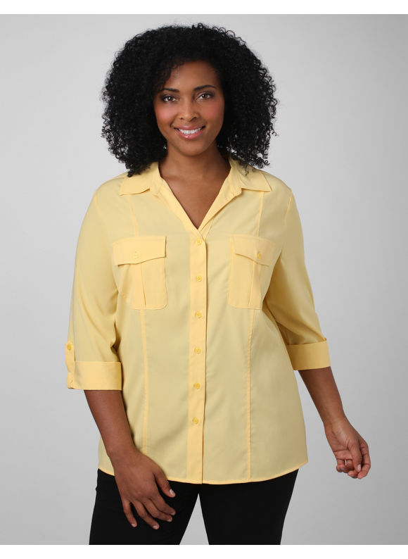 Catherines Womens Plus SizeBanana Cream Newport Shirt  Size 00X