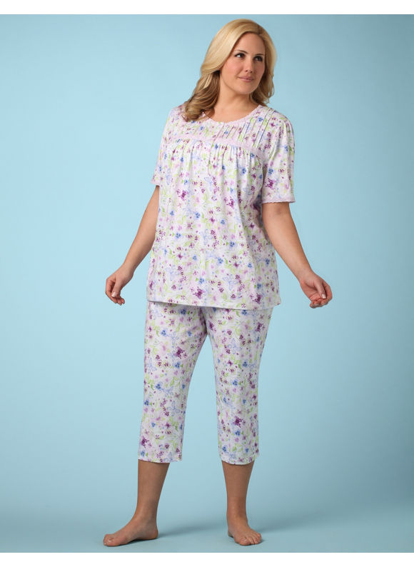 Catherines Womens Plus SizeAfrican Violet Butterflies Among the Violets Capri