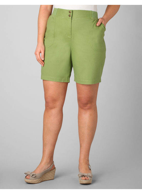 Pasazz.net Favorite - Catherines Women's Plus Size/Meadow Green Knit Waistband Shorts -