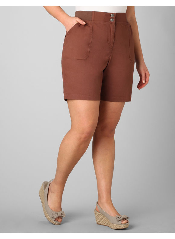 Pasazz.net Favorite - Catherines Women's Plus Size/Tweed Brown Knit Waistband Shorts - Size 0X